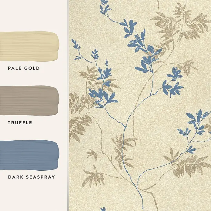 Laura Ashley Vliestapete Vliestapete Mari - Gold, Floral, 10 x 0,52 m