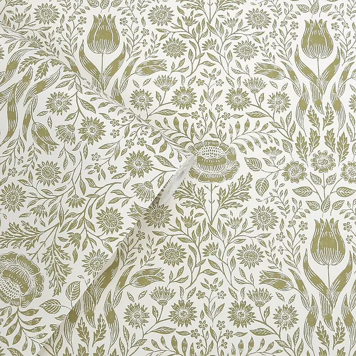 Laura Ashley Vliestapete Vliestapete Ashstead damast - Grün, Sonstiges, 10 x 0,52 m