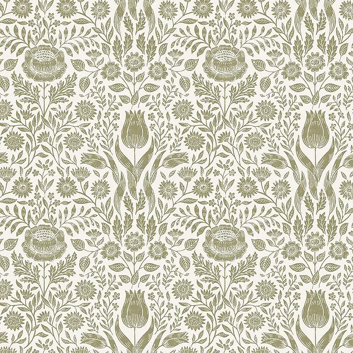 Laura Ashley Vliestapete Vliestapete Ashstead damast - Grün, Sonstiges, 10 x 0,52 m