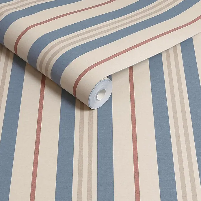 Joules Vliestapete Vliestapete Hainstreifen - Rosa/Blau, Sonstiges, 10 x 0,52 m