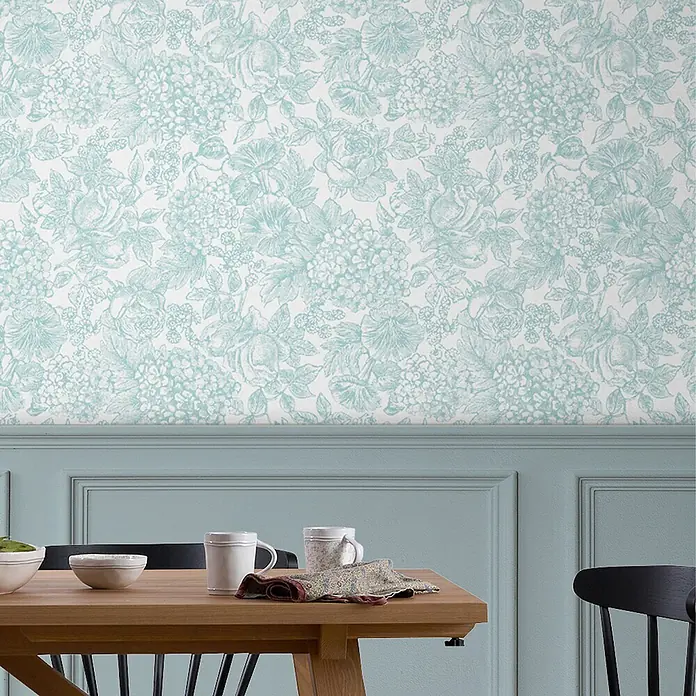 Laura Ashley Vliestapete Vliestapete Louise - Blau, Floral, 10 x 0,52 m