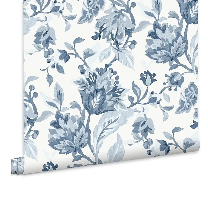 Laura Ashley Vliestapete Vliestapete Adwick - Blau, Floral, 10 x 0,52 m