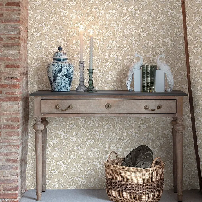 Laura Ashley Vliestapete Vliestapete Tamara Blumig - Gold, Floral, 10 x 0,52 m