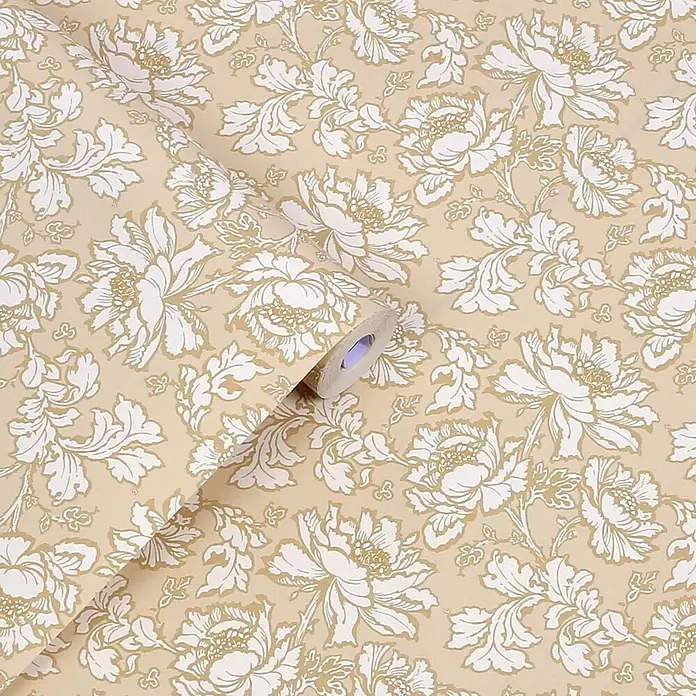 Laura Ashley Vliestapete Vliestapete Tamara Blumig - Gold, Floral, 10 x 0,52 m