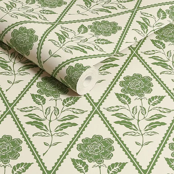 Joules Vliestapete Vliestapete Juliette blumig - Weiß/Grün, Floral, 10 x 0,52 m