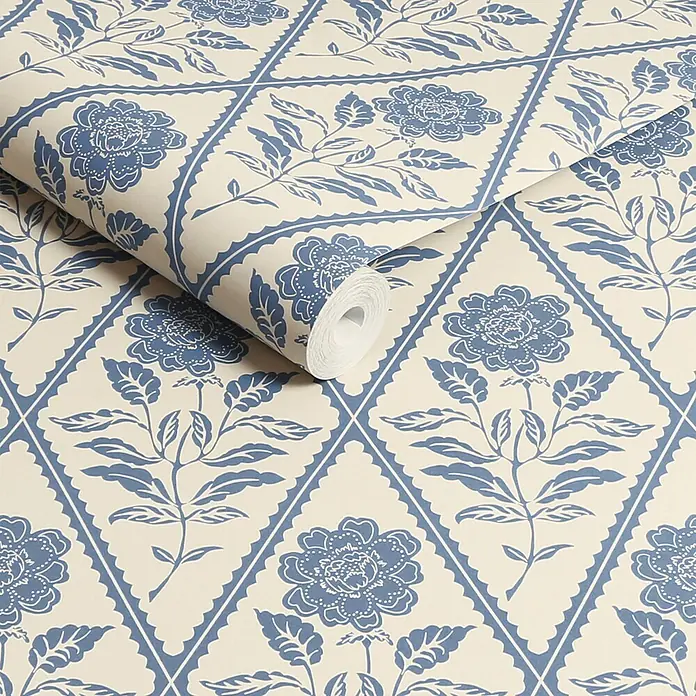 Joules Vliestapete Vliestapete Juliette blumig - Blau/Beige, Floral, 10 x 0,52 m