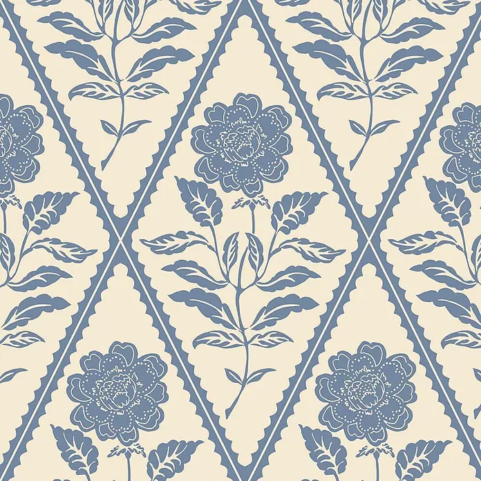 Joules Vliestapete Vliestapete Juliette blumig - Blau/Beige, Floral, 10 x 0,52 m