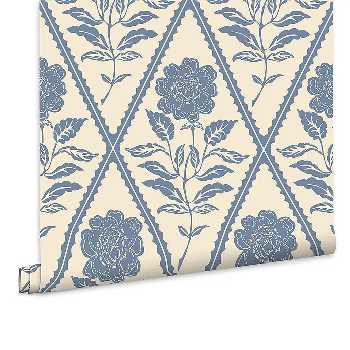 Joules Vliestapete Vliestapete Juliette blumig - Blau/Beige, Floral, 10 x 0,52 m