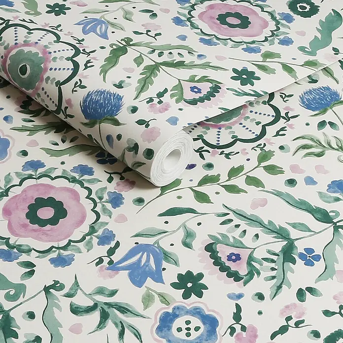 Joules Vliestapete Vliestapete Festblumen - Weiß/Mehrfarbig, Floral, 10 x 0,52 m