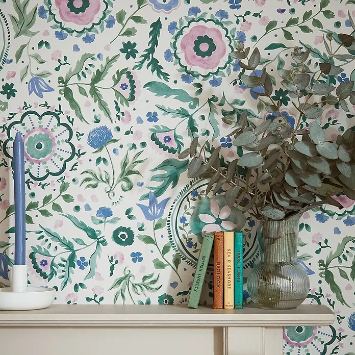 Joules Vliestapete Vliestapete Festblumen - Weiß/Mehrfarbig, Floral, 10 x 0,52 m
