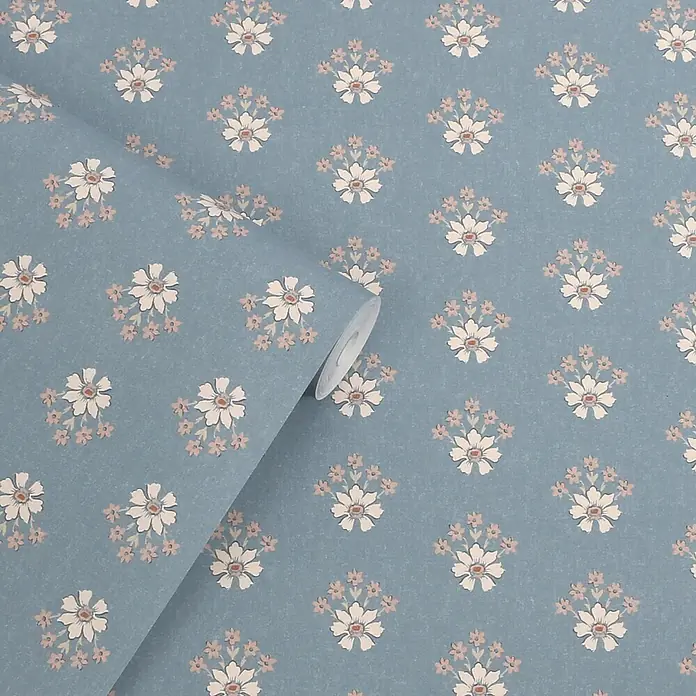 Laura Ashley Vliestapete Vliestapete Semington Blumig geometrisch - Blau, Floral, 10 x 0,52 m