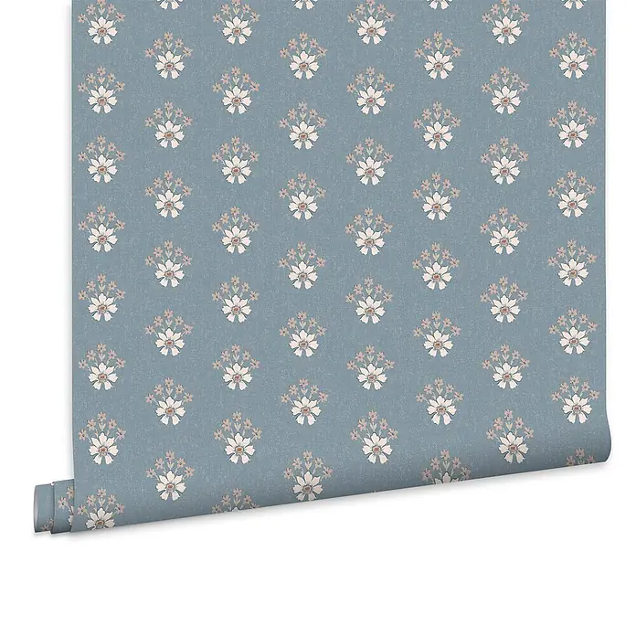 Laura Ashley Vliestapete Vliestapete Semington Blumig geometrisch - Blau, Floral, 10 x 0,52 m