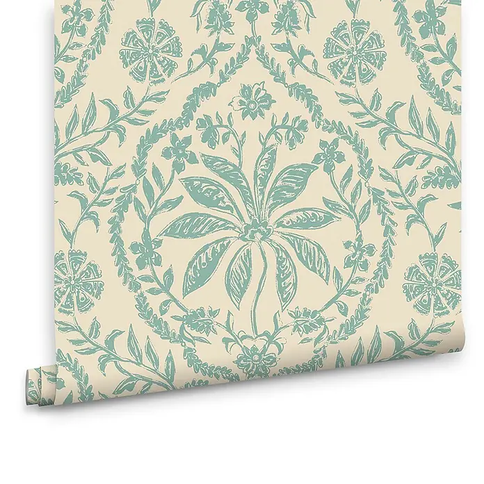 Joules Vliestapete Vliestapete Indienne - Weiß/Blau, Floral, 10 x 0,52 m