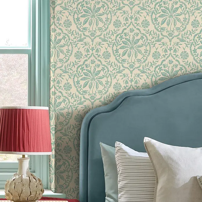 Joules Vliestapete Vliestapete Indienne - Weiß/Blau, Floral, 10 x 0,52 m