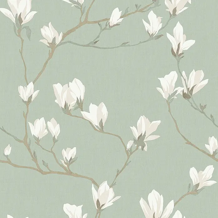 Laura Ashley Vliestapete Vliestapete Magnolia hain - Blau, Floral, 10 x 0,52 m