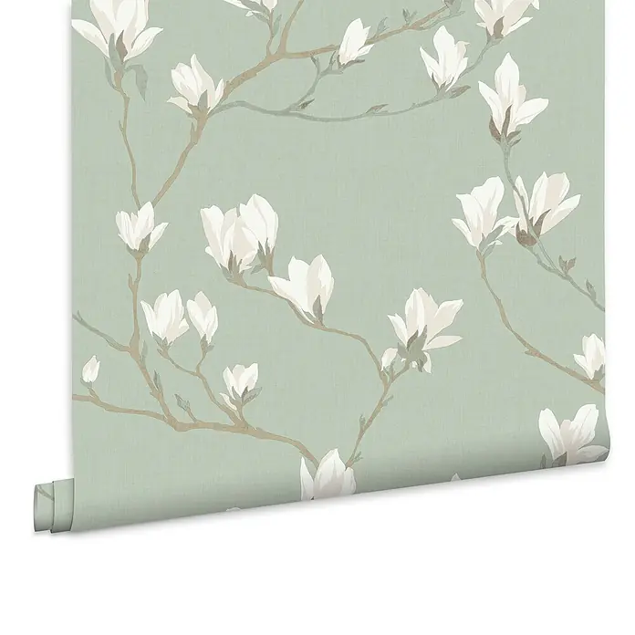 Laura Ashley Vliestapete Vliestapete Magnolia hain - Blau, Floral, 10 x 0,52 m