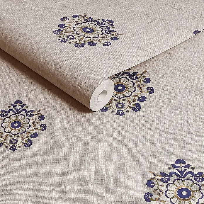 Joules Vliestapete Vliestapete Hainmotiv - Beige/Blau, Floral, 10 x 0,52 m