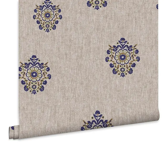 Joules Vliestapete Vliestapete Hainmotiv - Beige/Blau, Floral, 10 x 0,52 m
