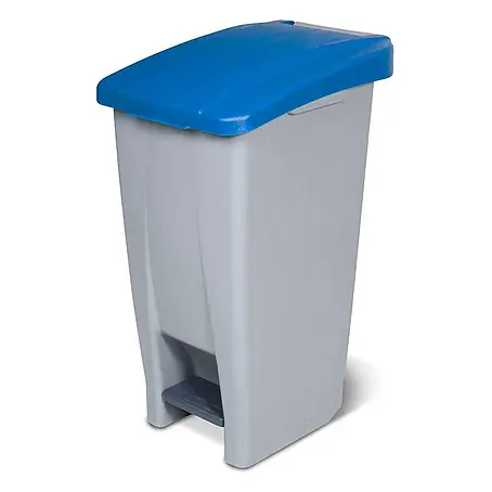 BRB  Treteimer Tretabfalleimer mit Rollen, 60 Liter, HxBxT 70x38x49 cm, grau/blau