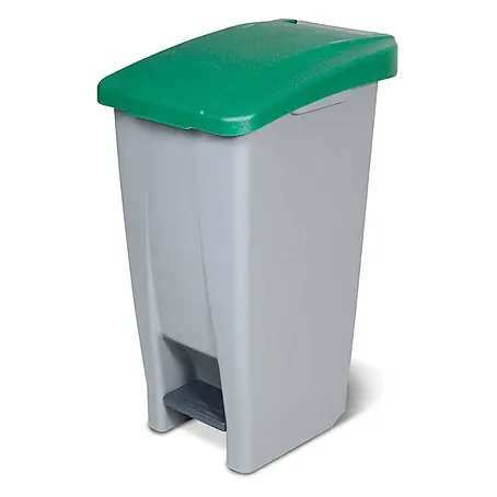 BRB  Treteimer Tretabfalleimer mit Rollen, 60 Liter, HxBxT 70x38x49 cm, grau/grün