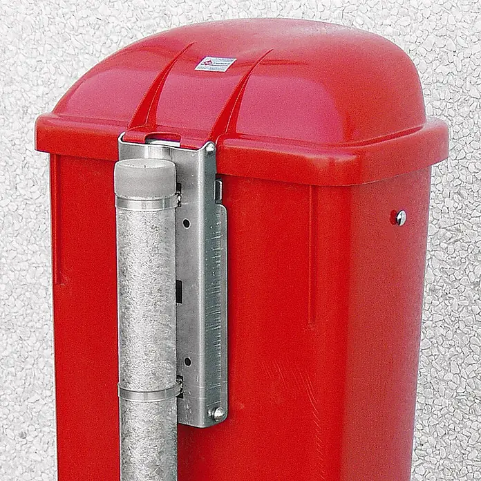 BRB Papierkorb Abfall- Behälter für den Außenbereich, Inhalt 50 Liter, nach DIN 30713, rot - Kunststoff, rot