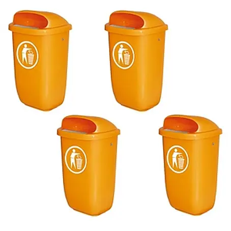 BRB 4 Abfallbehälter für den Außenbereich, 50 Liter, nach DIN 30713, Farbe: orange