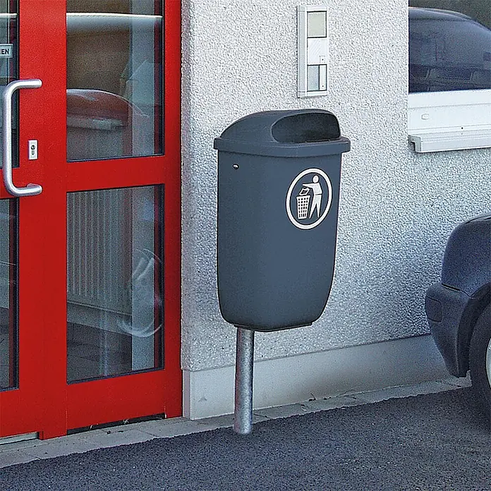 BRB Papierkorb Abfall- Behälter für den Außenbereich, Inhalt 50 Liter, anthrazit - Kunststoff, anthrazit