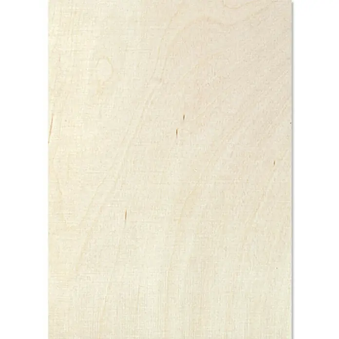 Multiplexplatte nach Maß - Birke, L x B: 3.000 x 1.500 mm, Stärke: 15 mm - Nahaufnahme einer hellen Holzplatte, die die natürliche Maserung und Textur des unbehandelten Holzes hervorhebt.