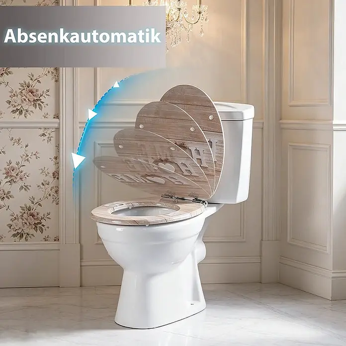 SAINOS WC-Sitz MDF WC-Sitz, Rosa, Universal-O-Form, Absenkautomatik, Unten - MDF, Rosa, Mit Absenkautomatik