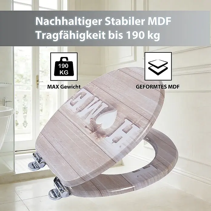 SAINOS WC-Sitz MDF WC-Sitz, Rosa, Universal-O-Form, Absenkautomatik, Unten - MDF, Rosa, Mit Absenkautomatik