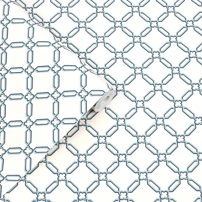 Laura Ashley Vliestapete Vliestapete Spalierdesign - Blau, Grafisch, 10 x 0,52 m
