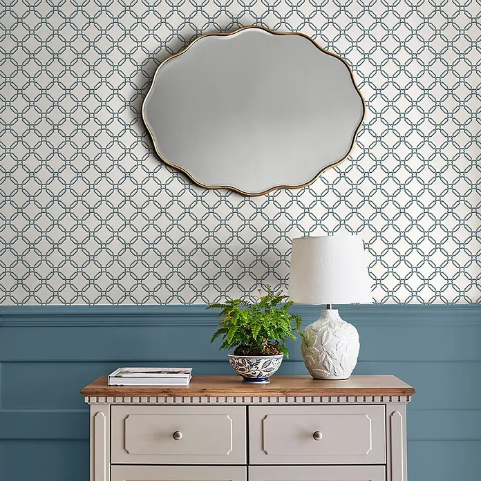 Laura Ashley Vliestapete Vliestapete Spalierdesign - Blau, Grafisch, 10 x 0,52 m
