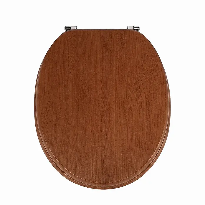 SAINOS WC-Sitz MDF WC-Sitz, Braun Holzoptik, Universal-O-Form, Absenkautomatik, Unten - MDF, Braun, Mit Absenkautomatik