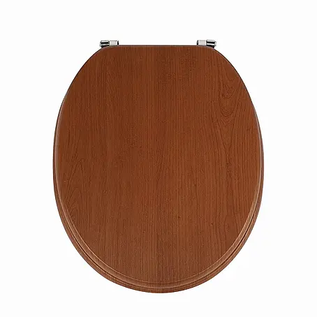 SAINOS  WC-Sitz MDF WC-Sitz, Braun Holzoptik, Universal-O-Form, Absenkautomatik, Unten