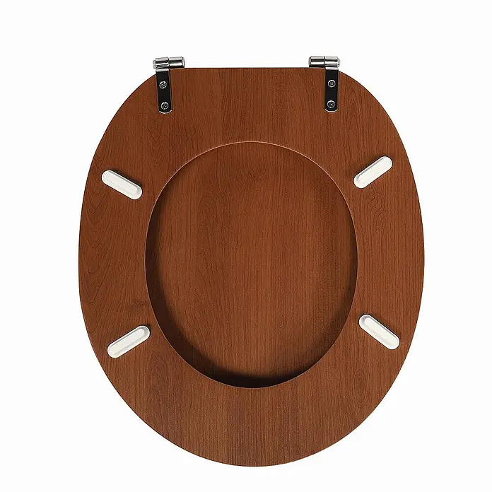 SAINOS WC-Sitz MDF WC-Sitz, Braun Holzoptik, Universal-O-Form, Absenkautomatik, Unten - MDF, Braun, Mit Absenkautomatik