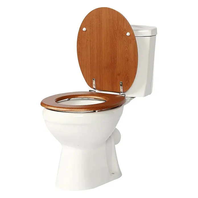 SAINOS WC-Sitz MDF WC-Sitz, Braun Holzoptik, Universal-O-Form, Absenkautomatik, Unten - MDF, Braun, Mit Absenkautomatik