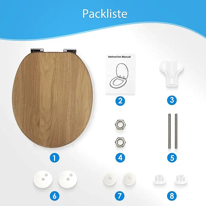 SAINOS WC-Sitz MDF WC-Sitz, Beige, Universal-O-Form, Absenkautomatik, Unten - MDF, Beige, Mit Absenkautomatik