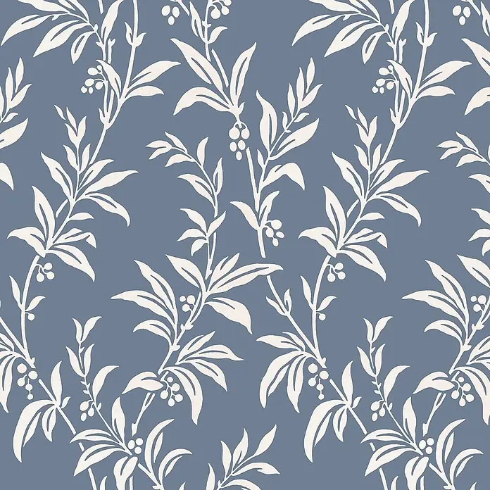Laura Ashley Vliestapete Vliestapete Paxford Blätter - Blau, Sonstiges, 10 x 0,52 m
