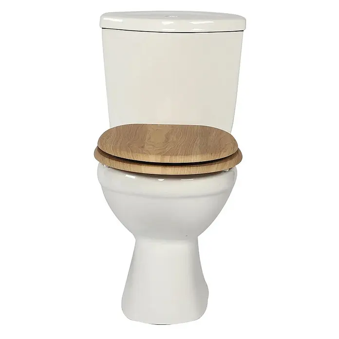 SAINOS WC-Sitz MDF WC-Sitz, Beige, Universal-O-Form, Absenkautomatik, Unten - MDF, Beige, Mit Absenkautomatik