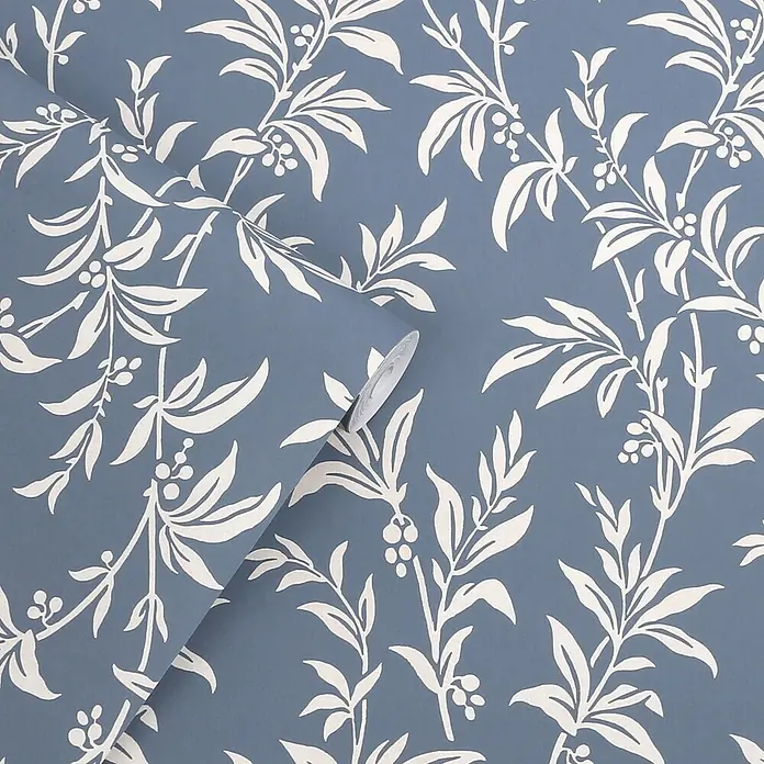 Laura Ashley Vliestapete Vliestapete Paxford Blätter - Blau, Sonstiges, 10 x 0,52 m