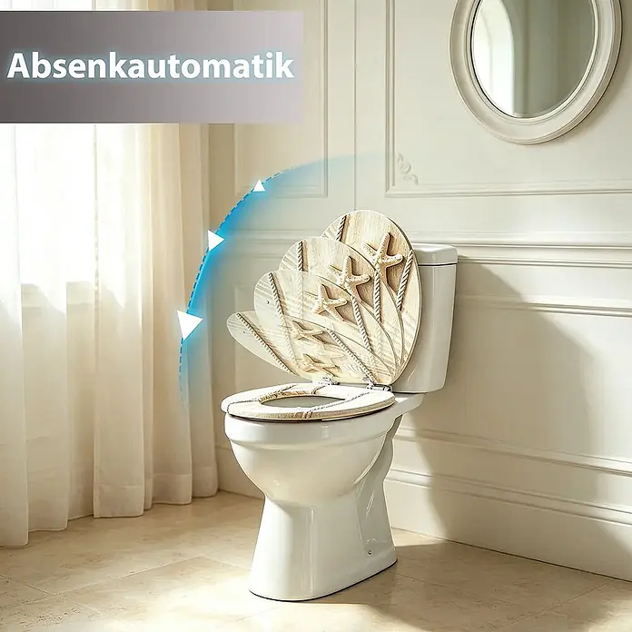 SAINOS WC-Sitz MDF WC-Sitz, Gelb, Universal-O-Form, Absenkautomatik, Unten - MDF, Gelb, Mit Absenkautomatik