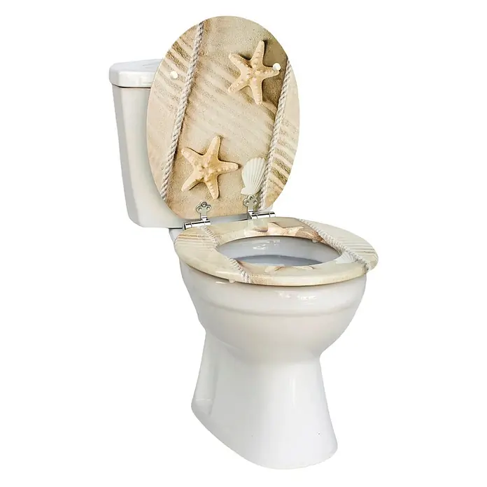 SAINOS WC-Sitz MDF WC-Sitz, Gelb, Universal-O-Form, Absenkautomatik, Unten - MDF, Gelb, Mit Absenkautomatik