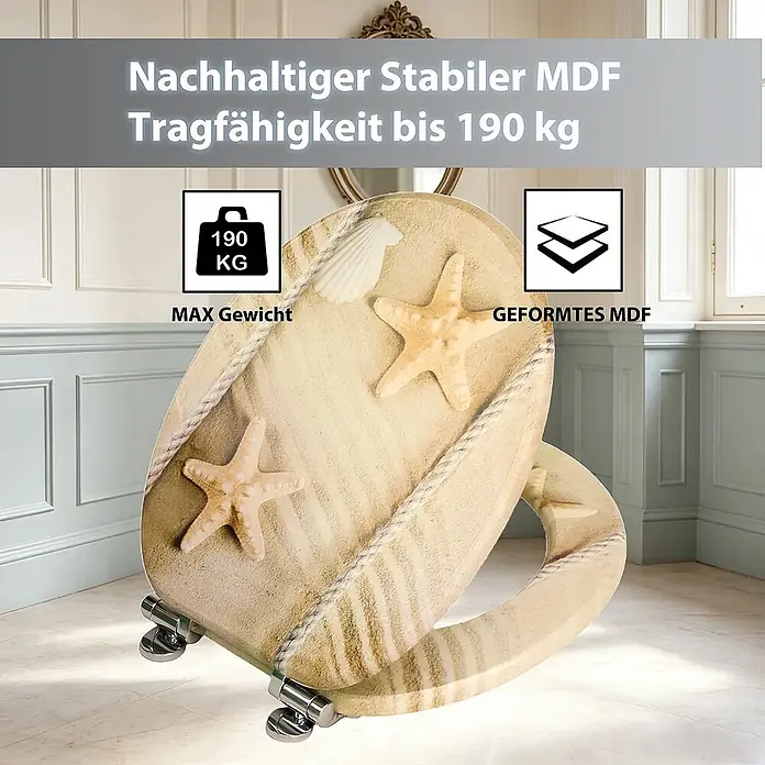 SAINOS WC-Sitz MDF WC-Sitz, Gelb, Universal-O-Form, Absenkautomatik, Unten - MDF, Gelb, Mit Absenkautomatik