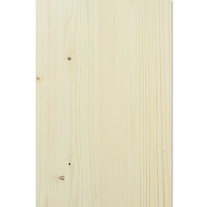 Leimholzplatte nach Maß - Fichte, Max. Zuschnittsbreite: 1.220 mm, Max. Zuschnittslänge: 2.500 mm, Stärke: 18 mm - Helle Fichtenholzplatte mit feiner Maserung und einigen Astlöchern, ideal für Möbelbau oder Innenausbau. Natürliche Optik für vielseitige Projekte.