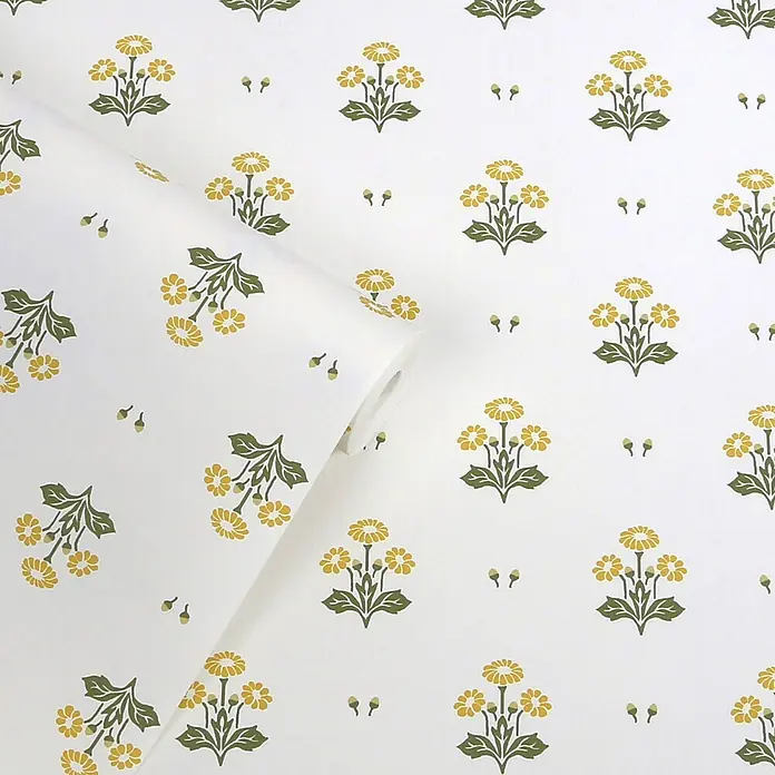 Laura Ashley Vliestapete Vliestapete Harthill daisy - Gelb, Floral, 10 x 0,52 m