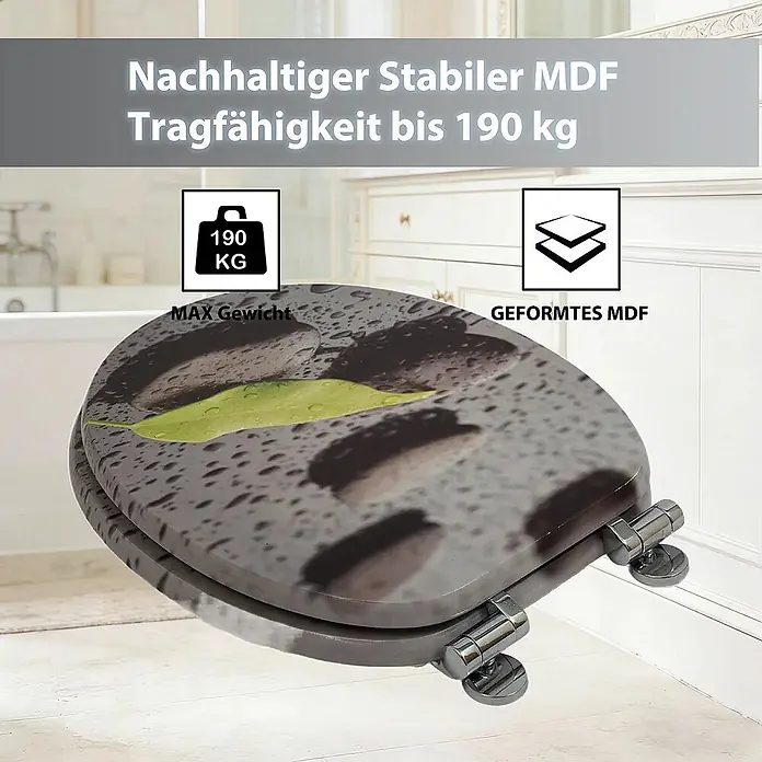 SAINOS WC-Sitz MDF WC-Sitz, Grau, Universal-O-Form, Absenkautomatik, Unten - MDF, Grau, Mit Absenkautomatik
