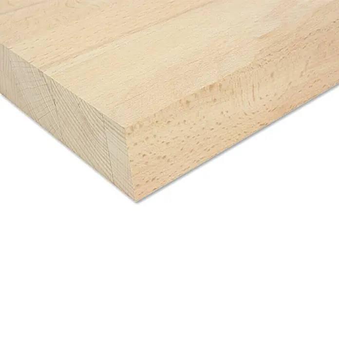 Leimholzplatte nach Maß - Buche, Qualitätsstufe Leimholzplatte: B/C, Max. Zuschnittsbreite: 1.220 mm, Max. Zuschnittslänge: 2.500 mm, Stärke: 40 mm - Massives Buchenholz-Block, ideal für Arbeitsplatten und Möbel. Die helle Farbe und die feine Maserung machen es zu einer schönen Wahl.