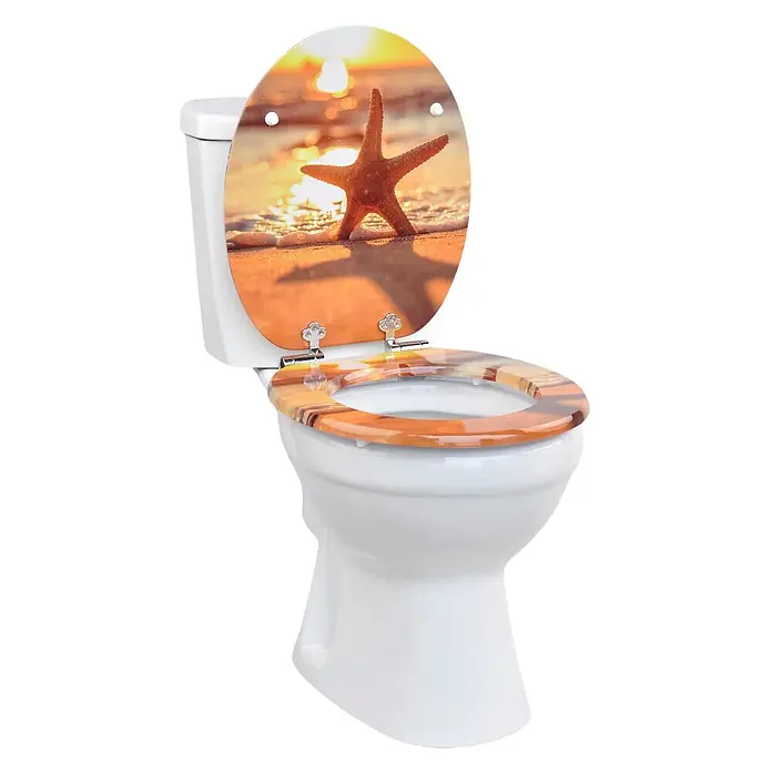 SAINOS WC-Sitz MDF WC-Sitz, Orange, Universal-O-Form, Absenkautomatik, Unten - MDF, Orange, Mit Absenkautomatik