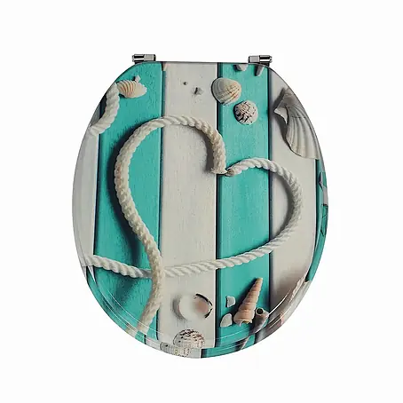 SAINOS  WC-Sitz MDF WC-Sitz, Blau, Universal-O-Form, Absenkautomatik, Unten
