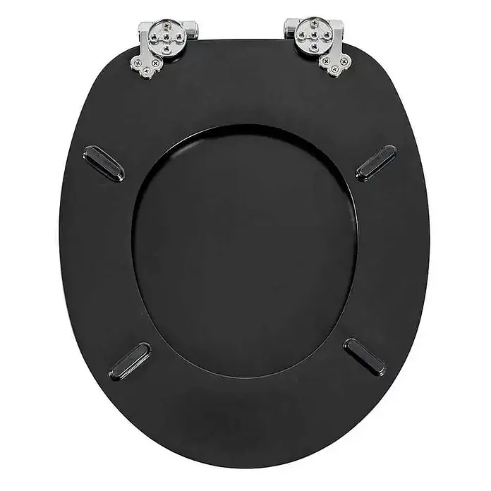 SAINOS WC-Sitz MDF WC-Sitz, Schwarz Uni, Universal-O-Form, Absenkautomatik, Unten - MDF, Schwarz, Mit Absenkautomatik